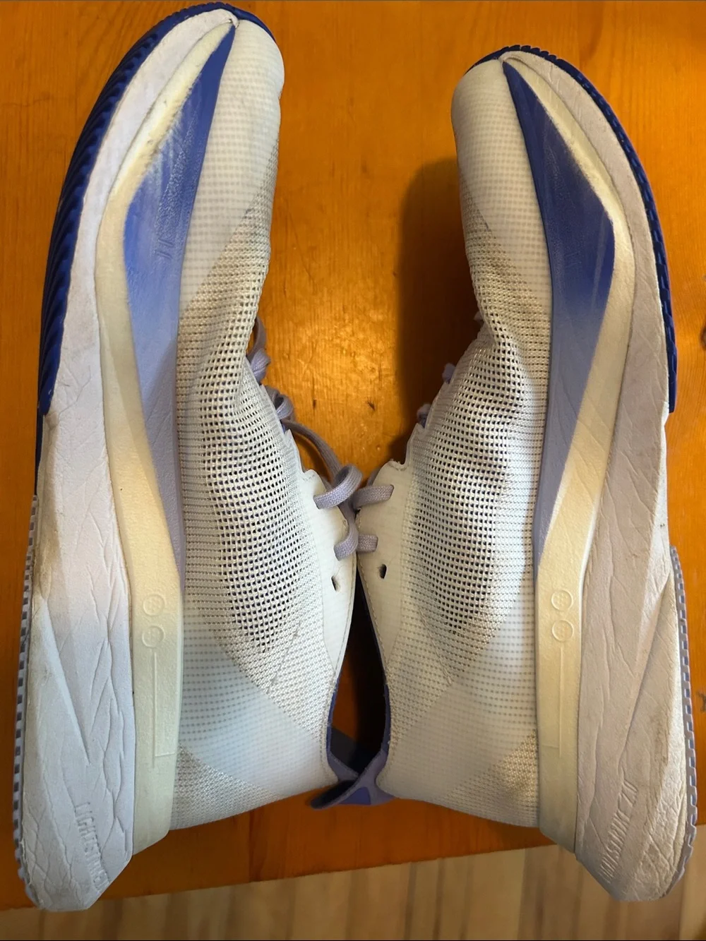 adidas White and Blue Adizero Performance Running Shoes